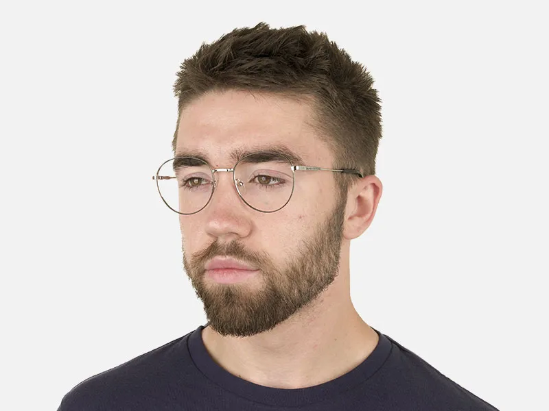 Black & Silver Weightless Metal Round Glasses - 2