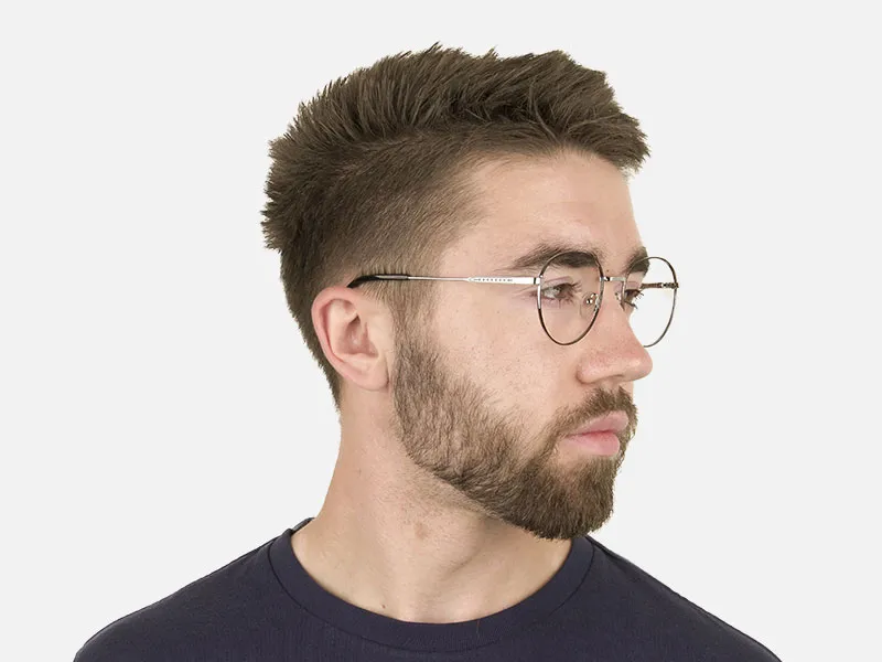Black & Silver Weightless Metal Round Glasses - 2