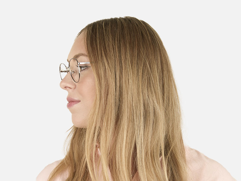 Navy Blue Silver Weightless Metal Round Glasses - 1