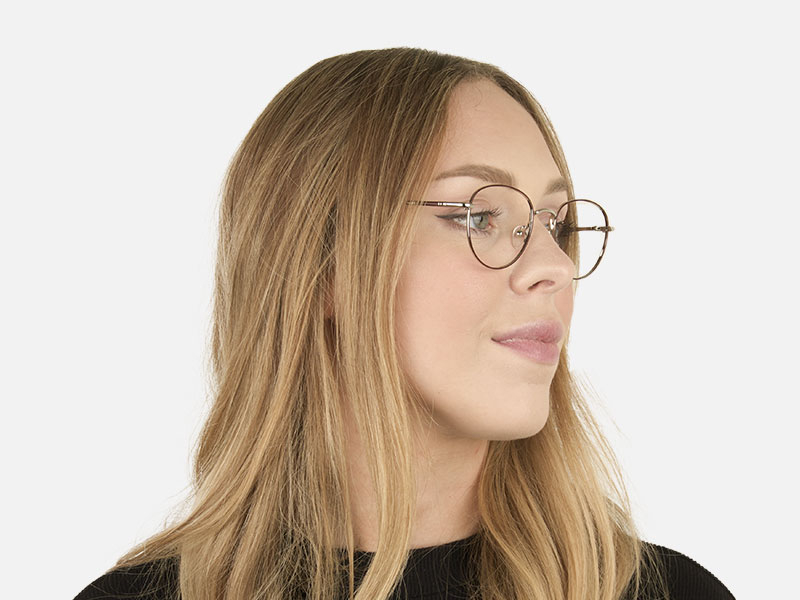 Lightweight Burgundy & Silver Round Spectacles  - 1
