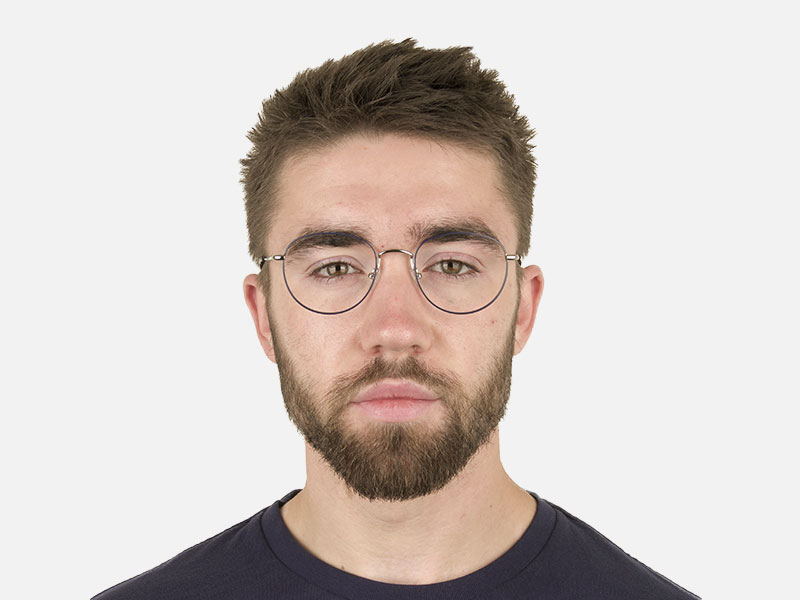 Lightweight Silver & Royal Blue Round Spectacles - 1
