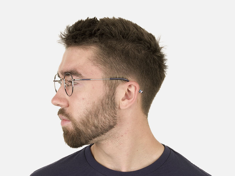 Lightweight Silver & Royal Blue Round Spectacles - 1