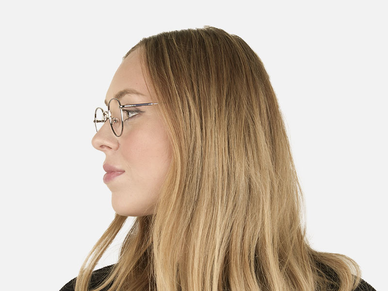 Lightweight Silver & Royal Blue Round Spectacles - 1