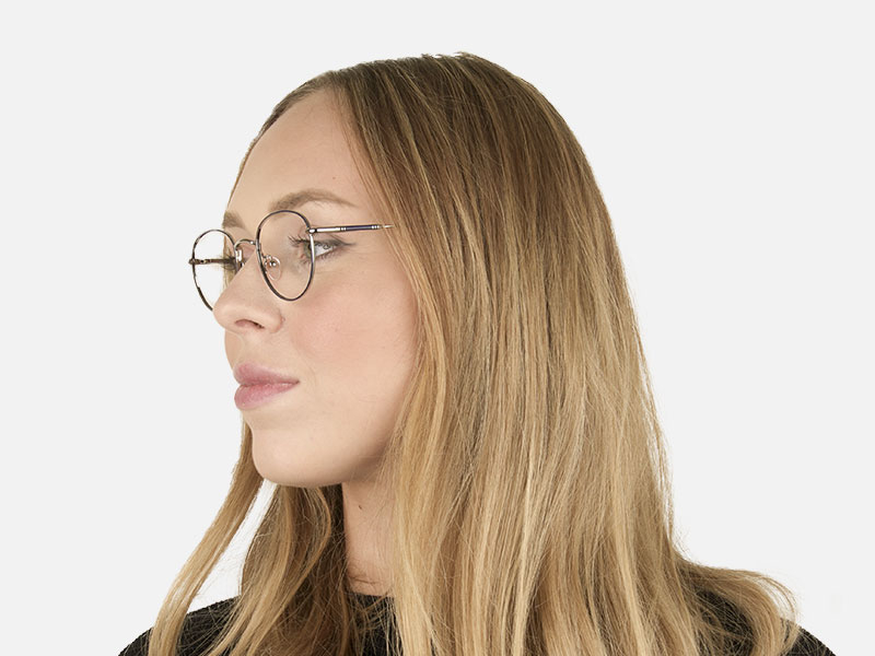 Lightweight Silver & Royal Blue Round Spectacles - 1