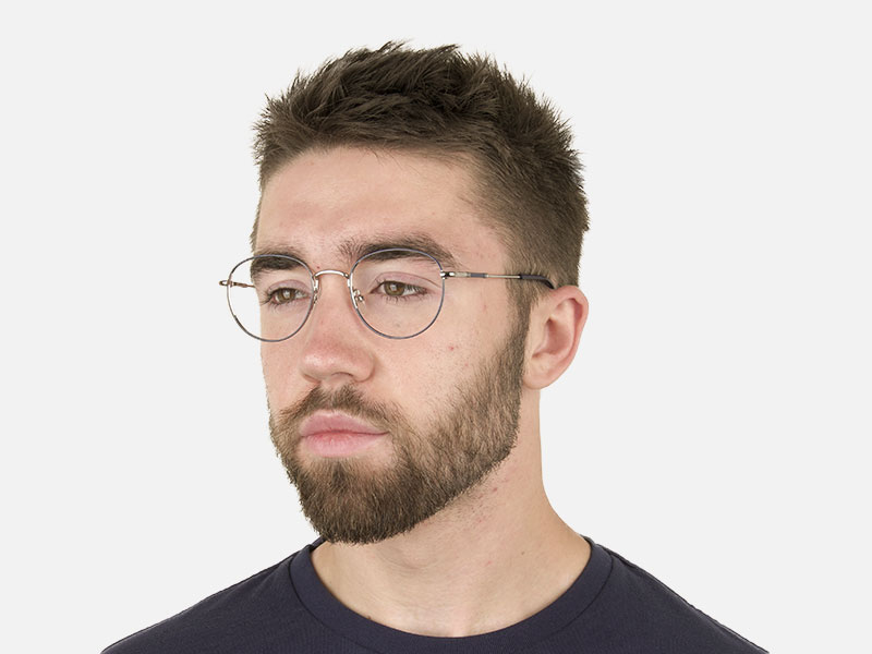Lightweight Silver & Royal Blue Round Spectacles - 1