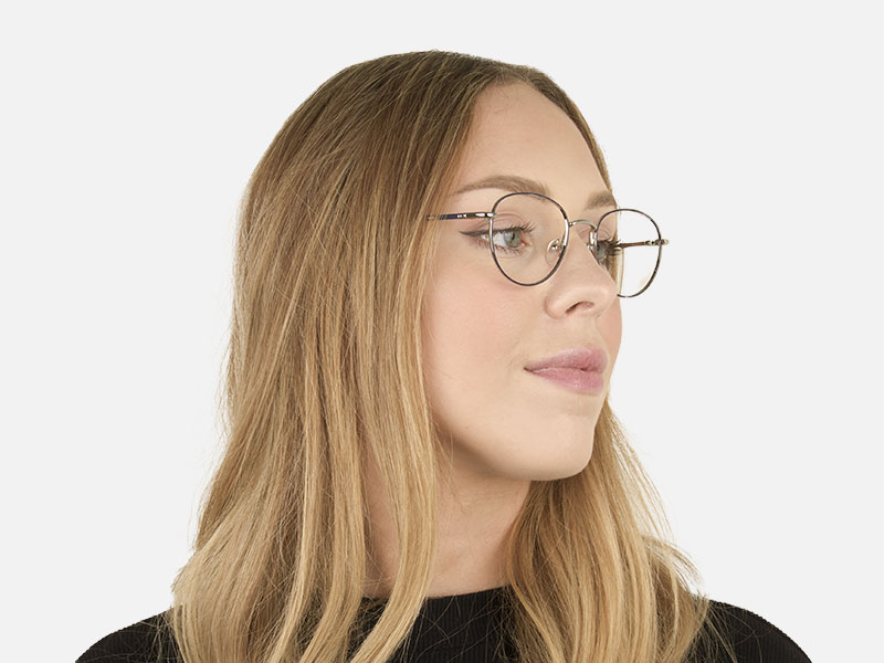 Lightweight Silver & Royal Blue Round Spectacles - 1