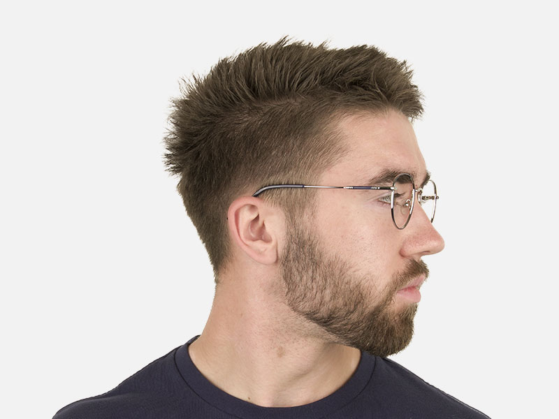 Lightweight Silver & Royal Blue Round Spectacles - 1