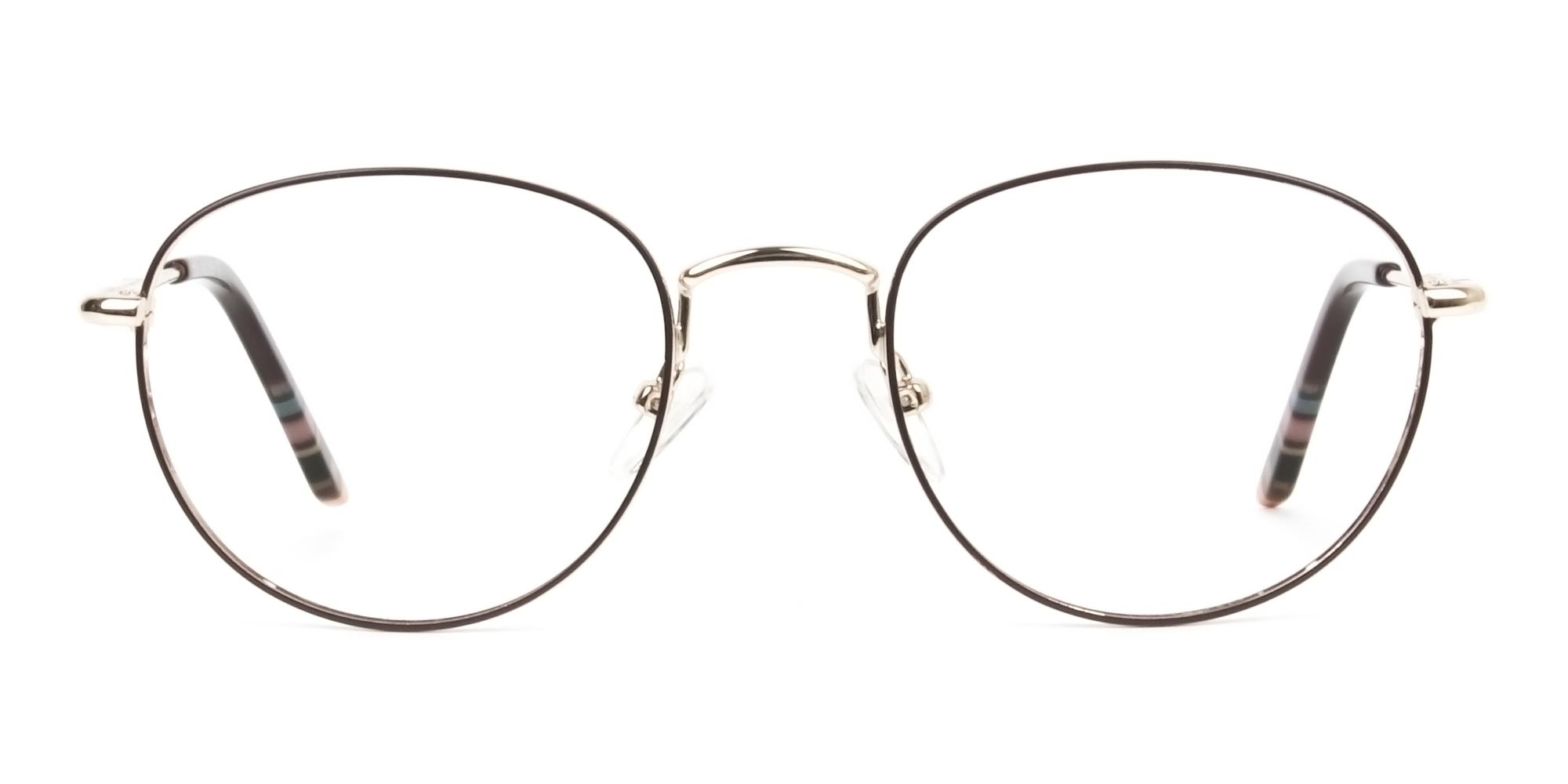 Lightweight Gold  & Brown Round Spectacles - 1