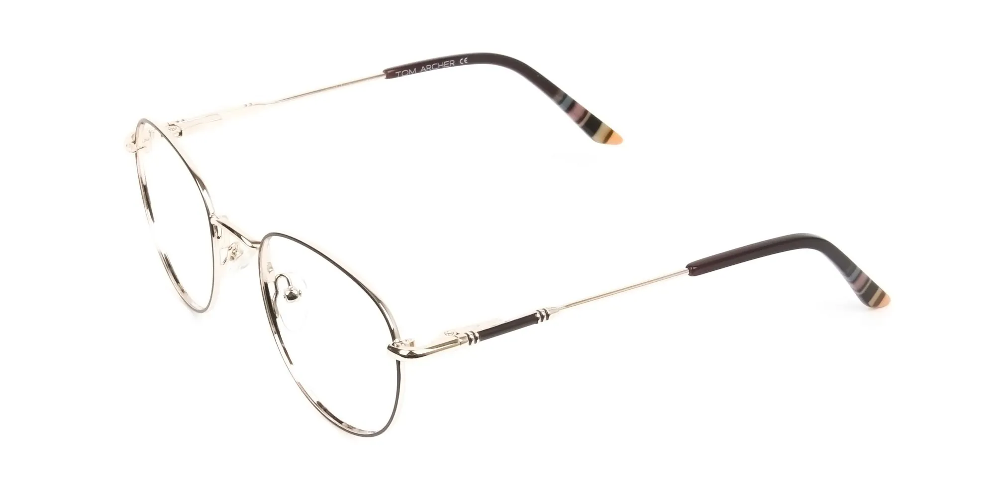 Lightweight Gold  & Brown Round Spectacles - 2