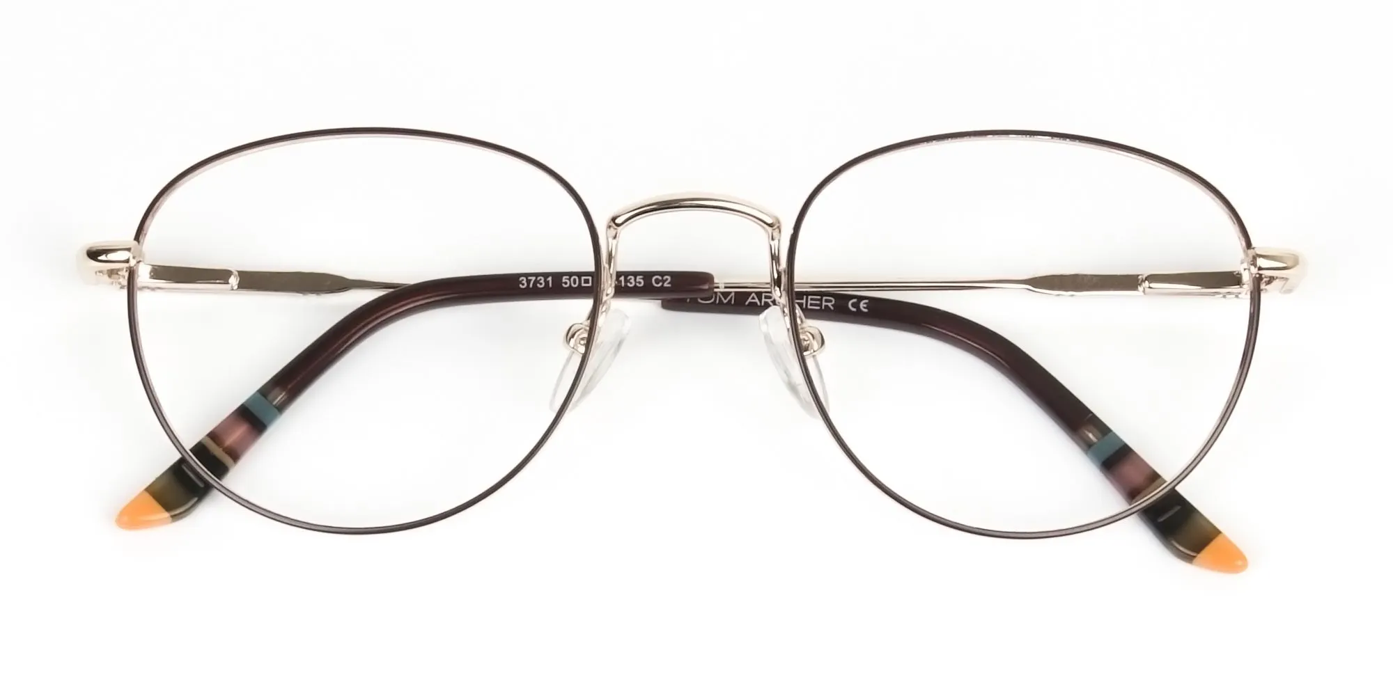 Lightweight Gold  & Brown Round Spectacles - 2