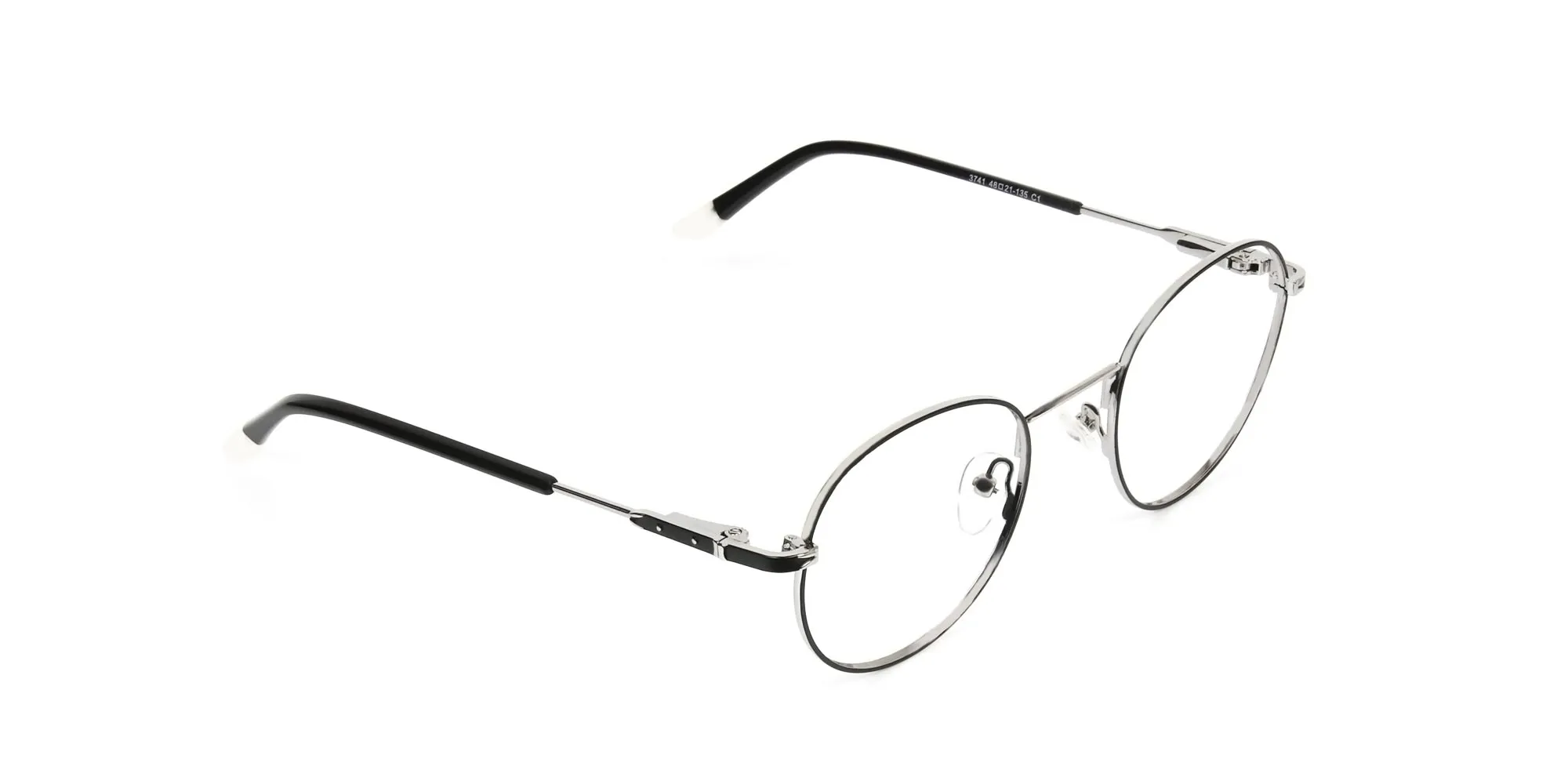 Black & Silver Round Spectacles - 2