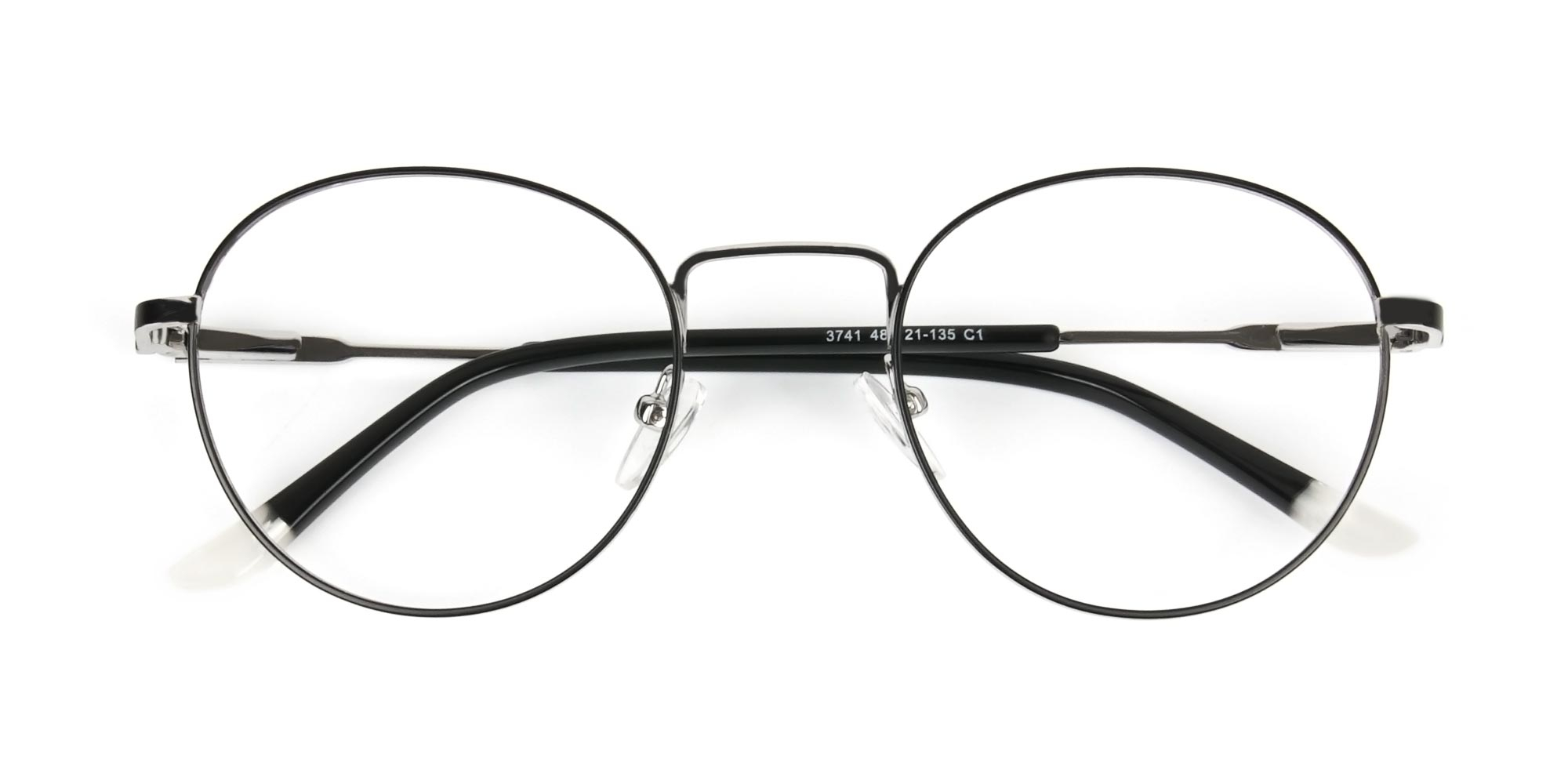 Black & Silver Round Spectacles - 1