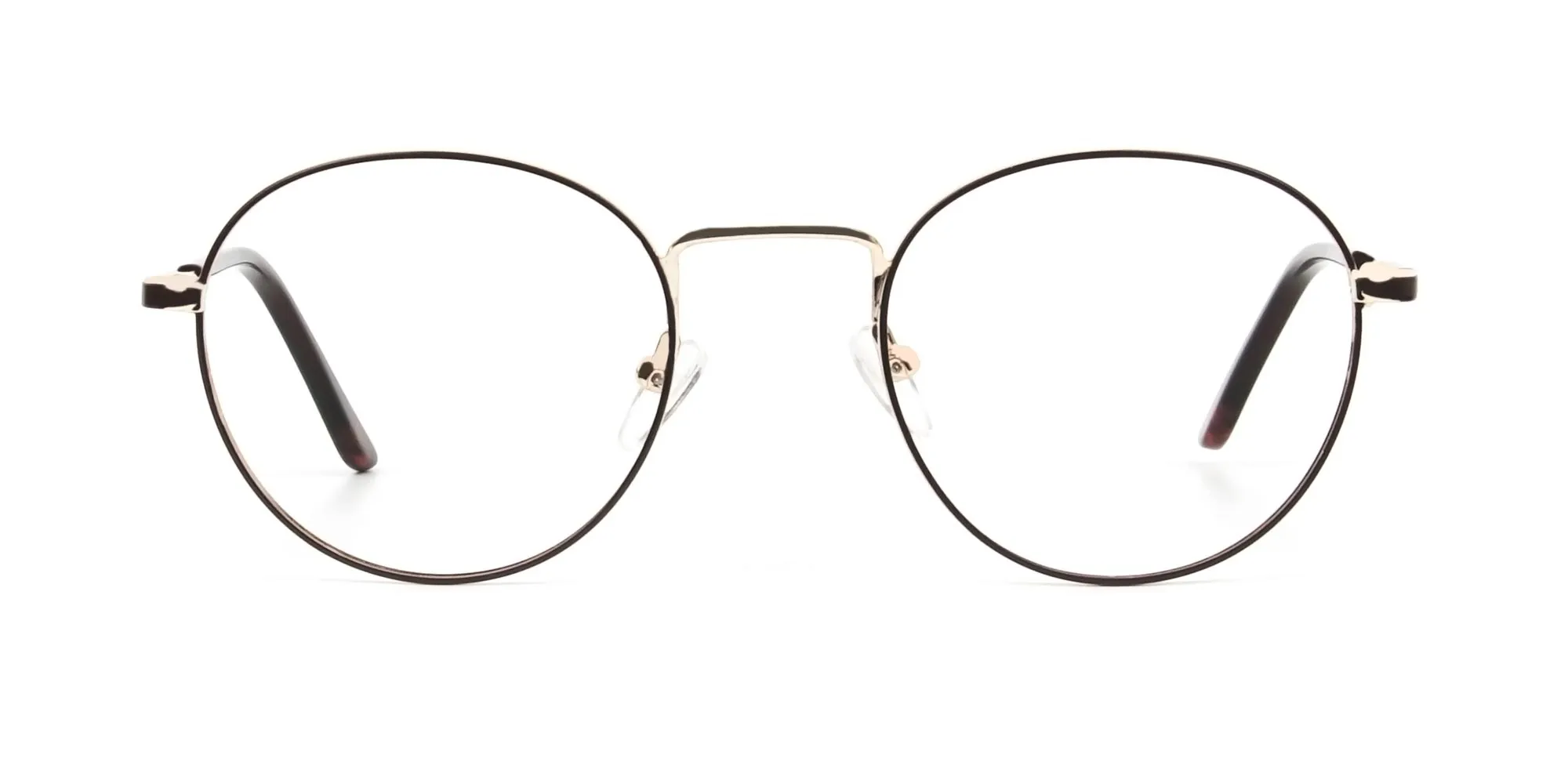 Dark Brown Gold Metal Frame Spectacles - 2
