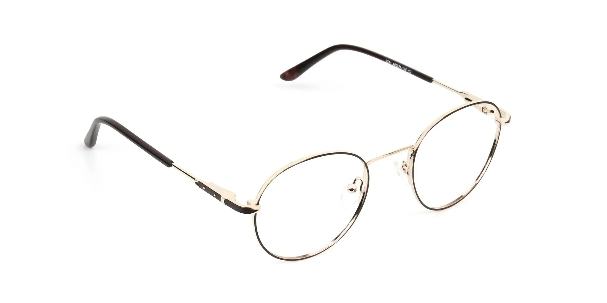 Dark Brown Gold Metal Frame Spectacles - 2