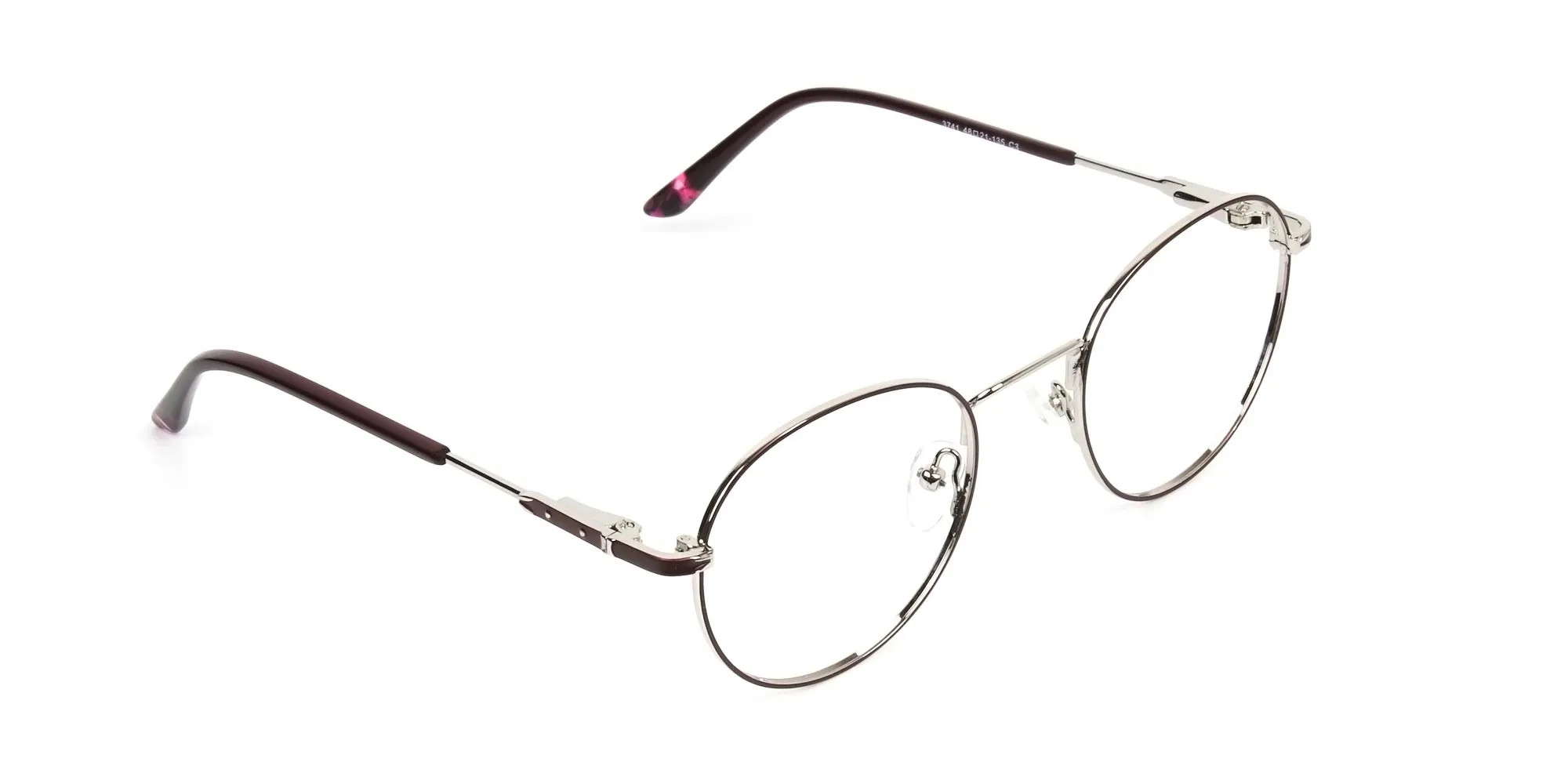 Silver, Burgundy & Purple Round Spectacles - 2
