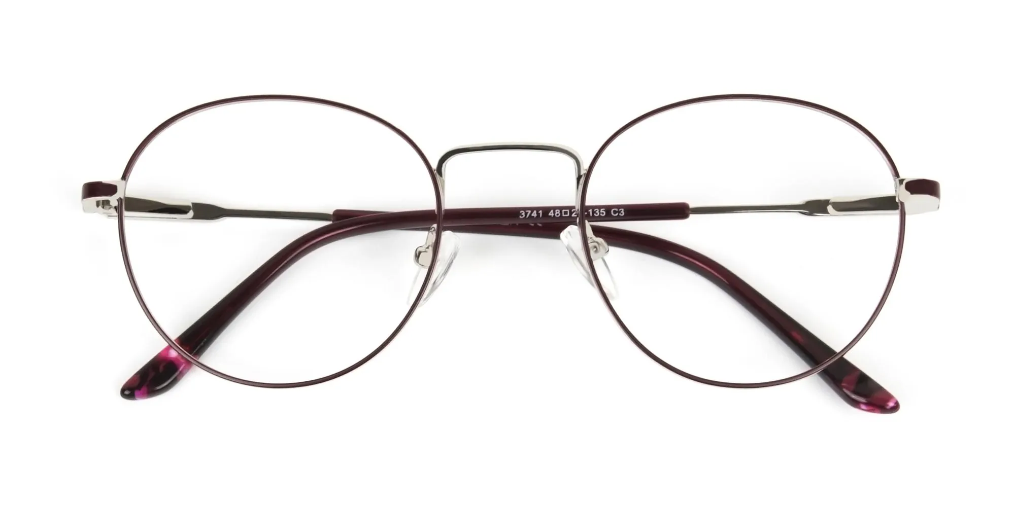 Silver, Burgundy & Purple Round Spectacles - 2