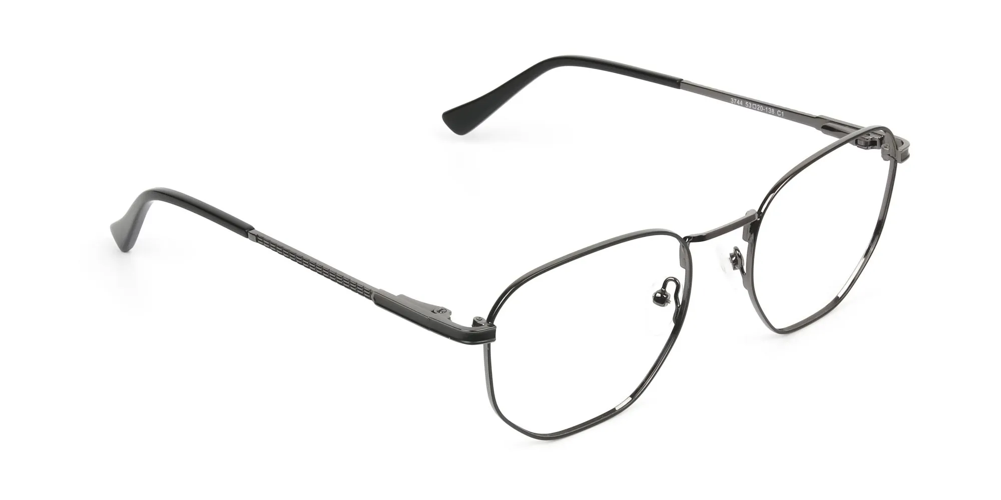 Lightweight Gunmetal Black Geometric Glasses - 2