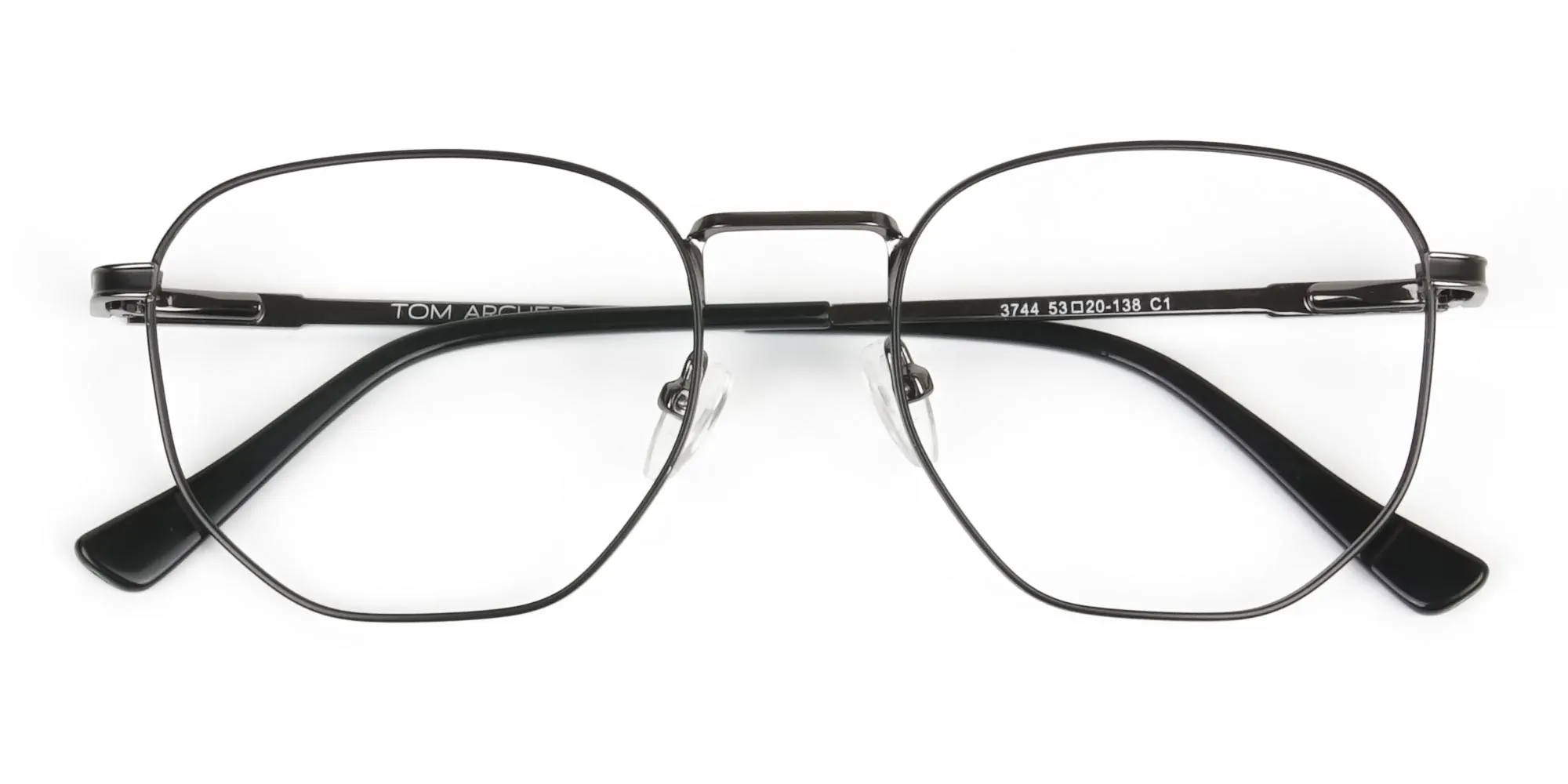 Lightweight Gunmetal Black Geometric Glasses - 2