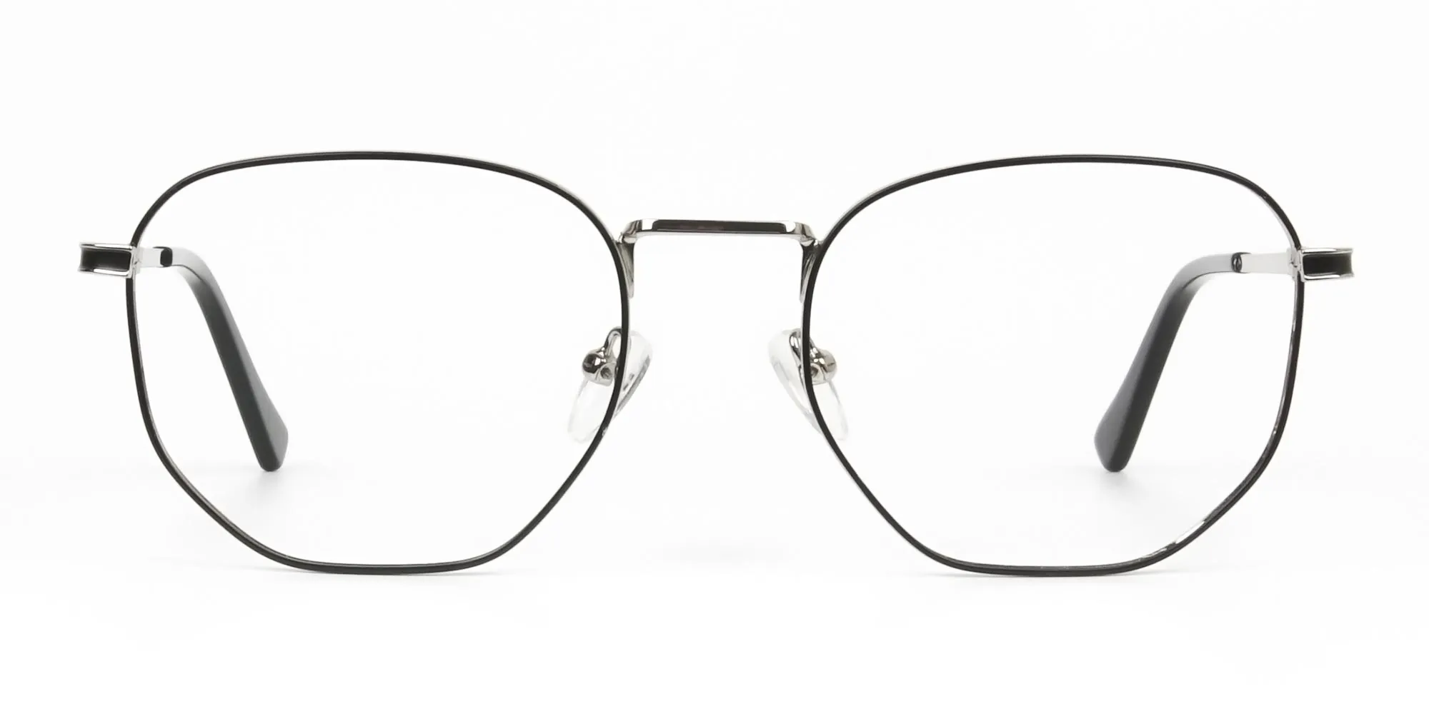 Lightweight Black & Silver Geometric Glasses - 2
