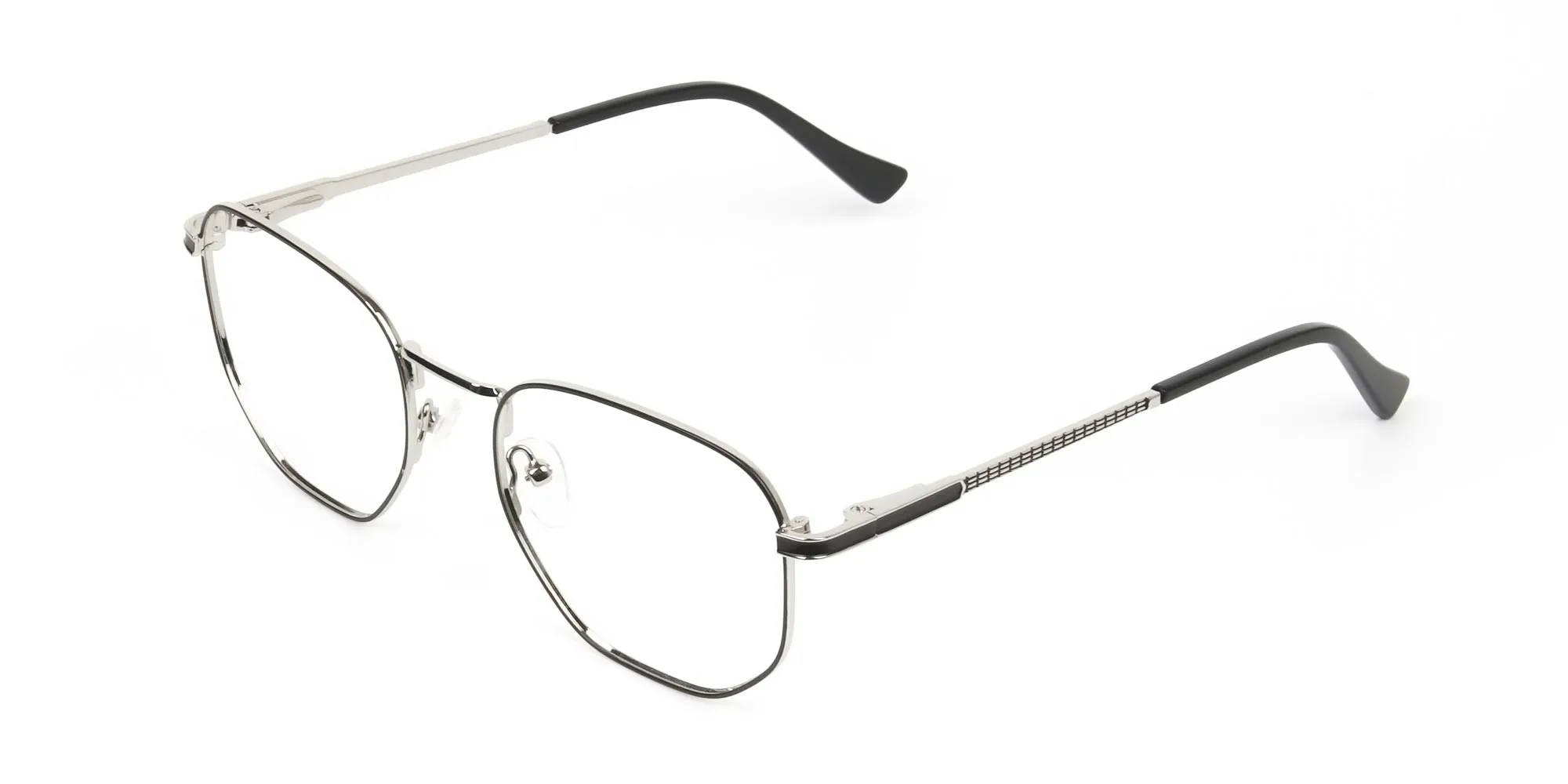 Lightweight Black & Silver Geometric Glasses - 2