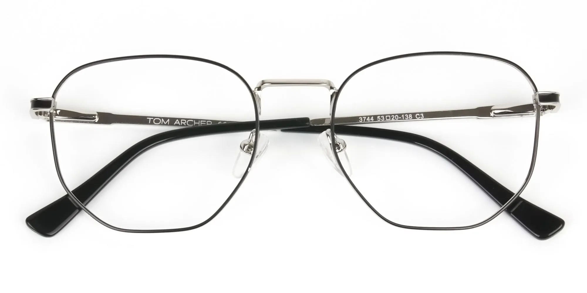 Lightweight Black & Silver Geometric Glasses - 2