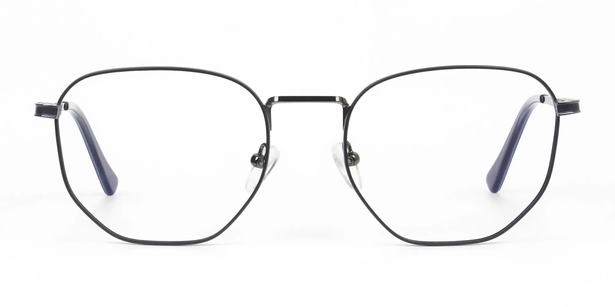 Lightweight Silver & Blue Geometric Glasses - 2
