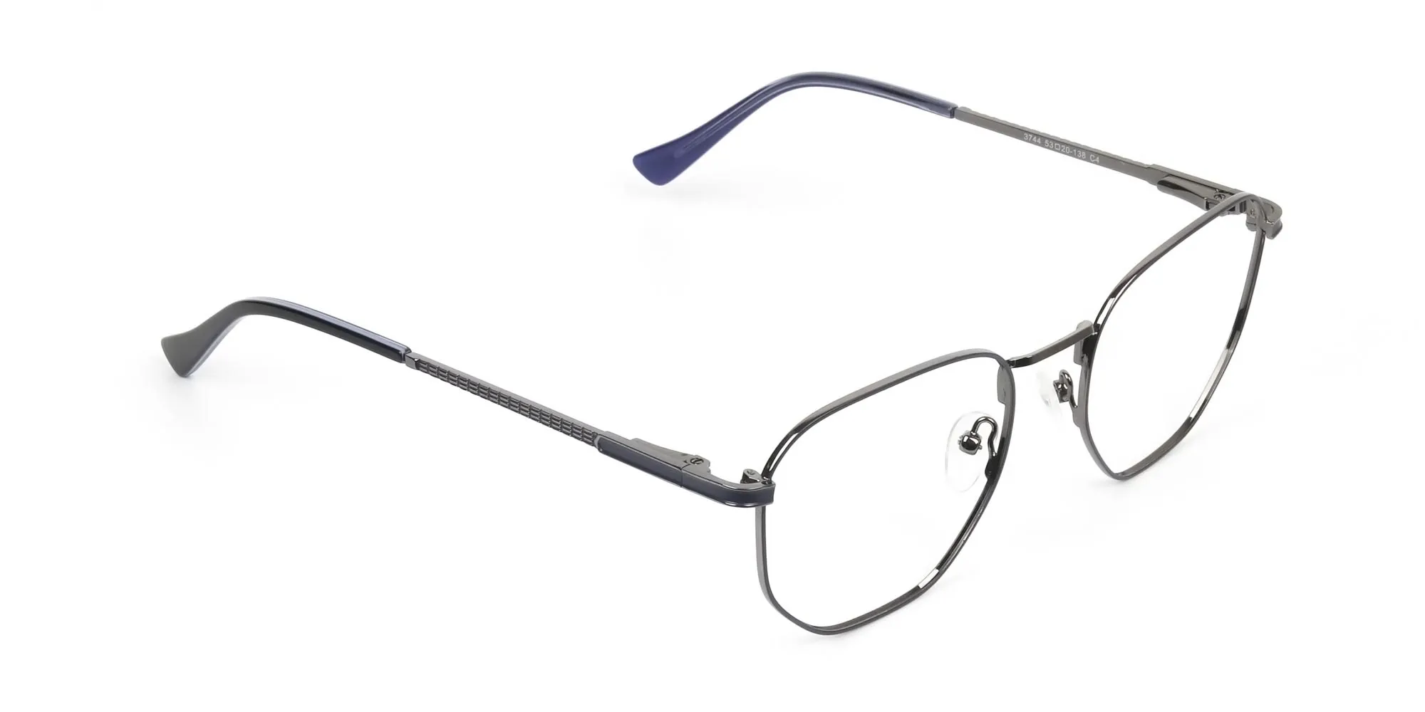 Lightweight Silver & Blue Geometric Glasses - 2