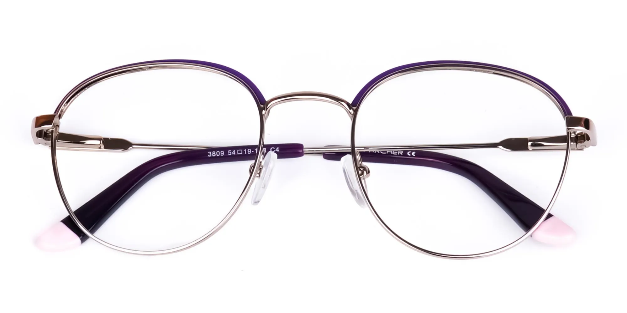Dark Purple Silver Round Aviator Glasses-2