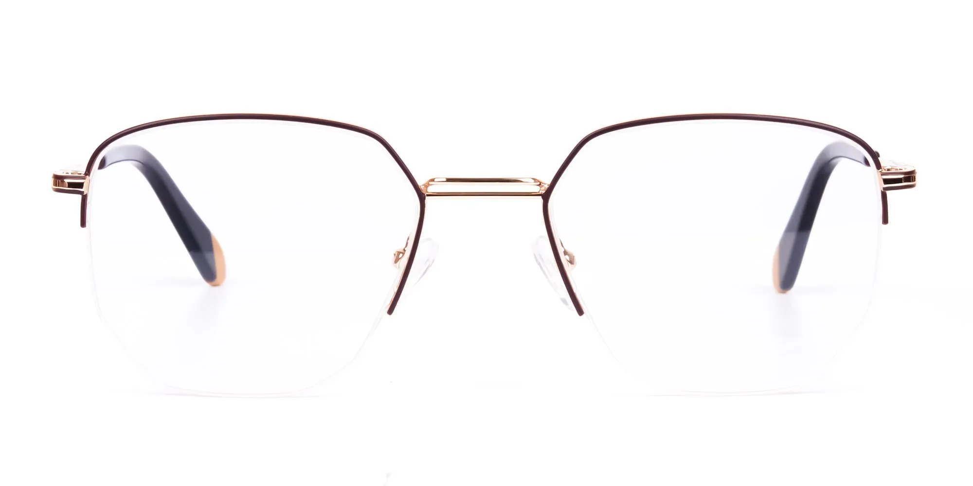 Brown Gold Geometric Pilot Glasses-2