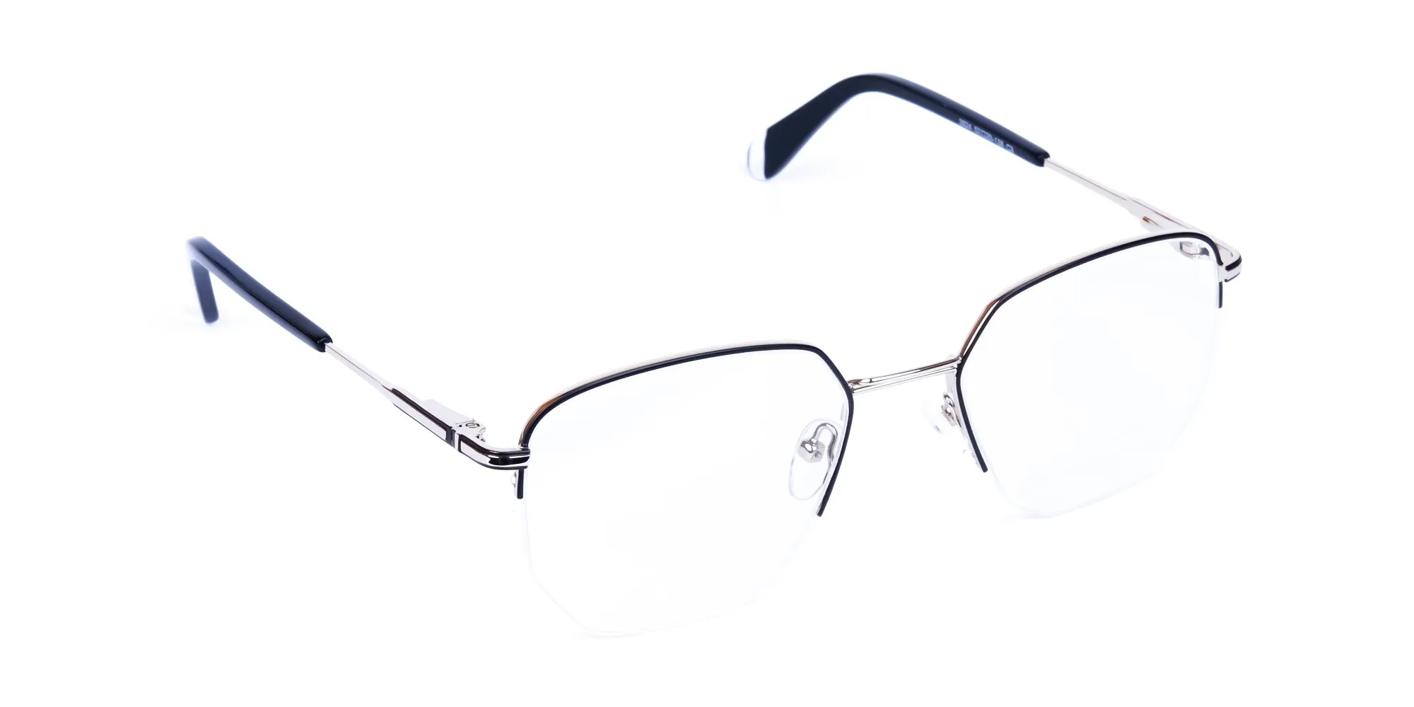 Black Silver Geometric Pilot Glasses-2