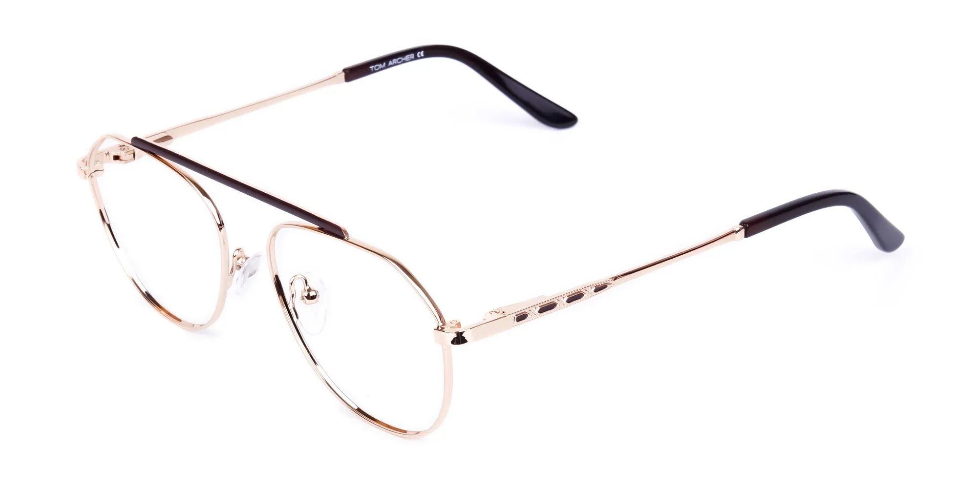 Brown Gold Pilot Glasses-2