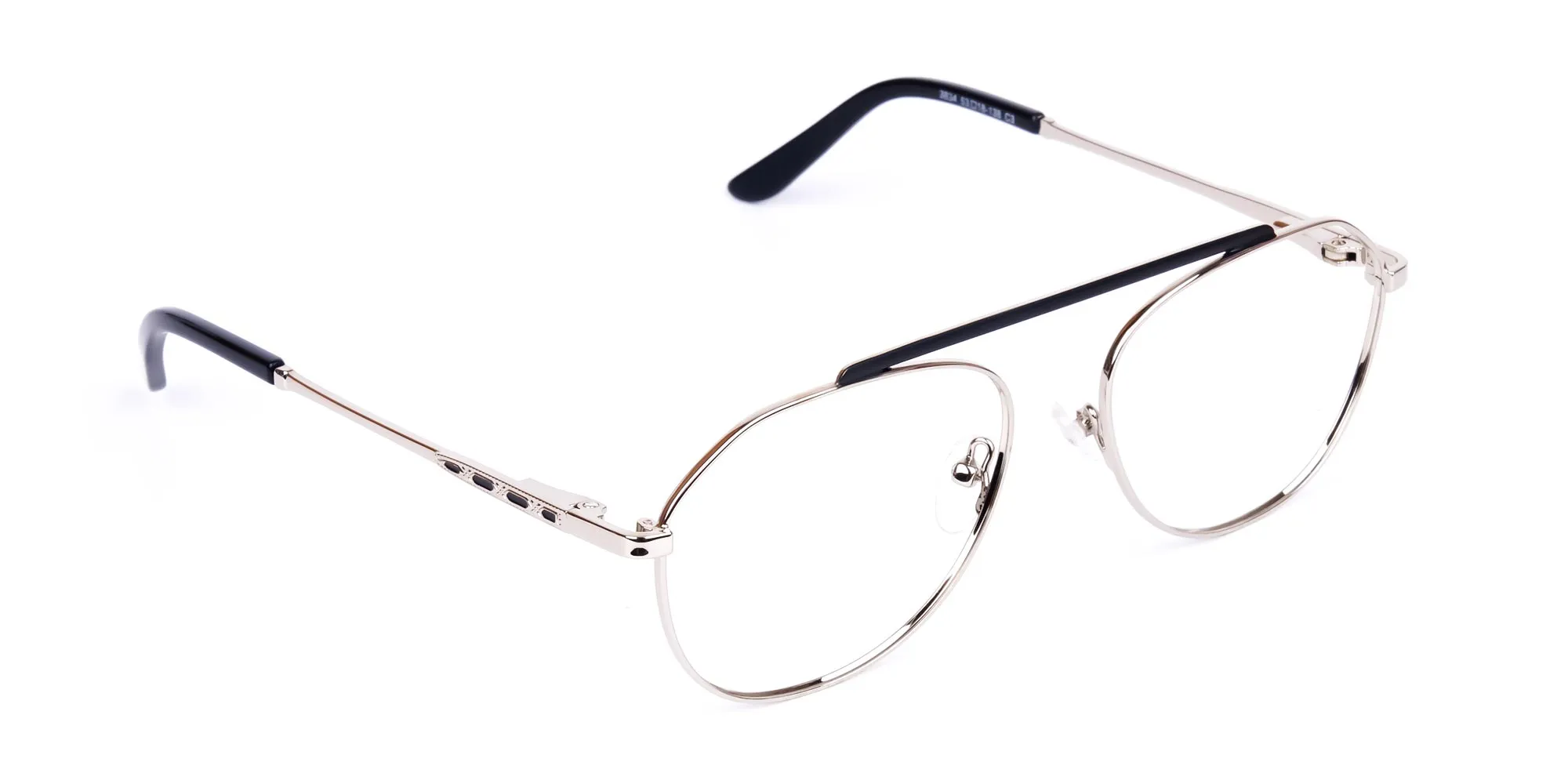 Black Silver Aviator Glasses -2