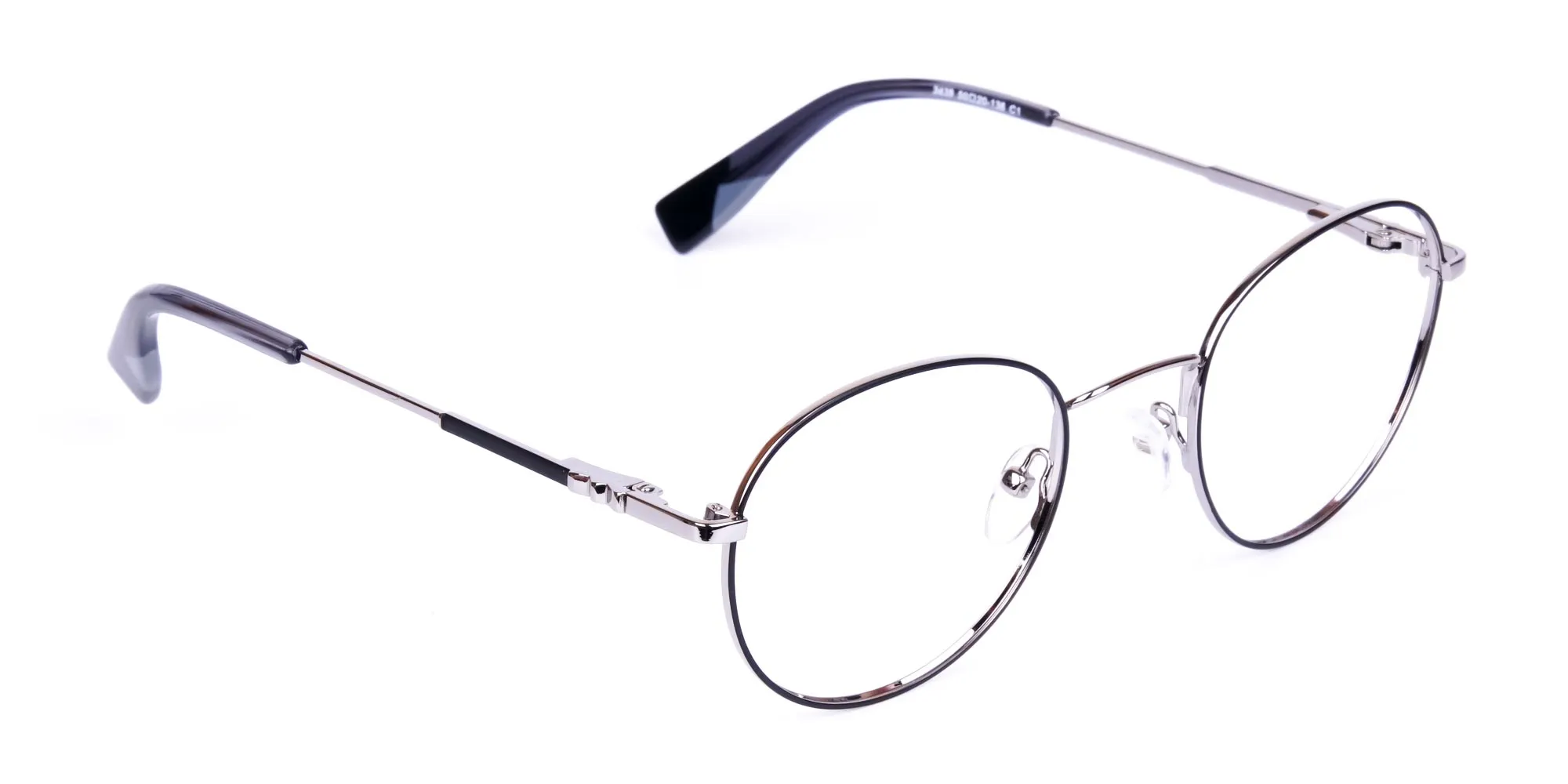 Stylish Black Silver Round Glasses-2