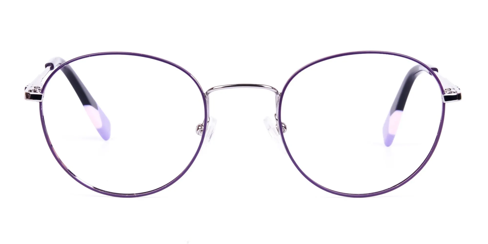 Stylish Dark Purple and Silver Round Glasses-2
