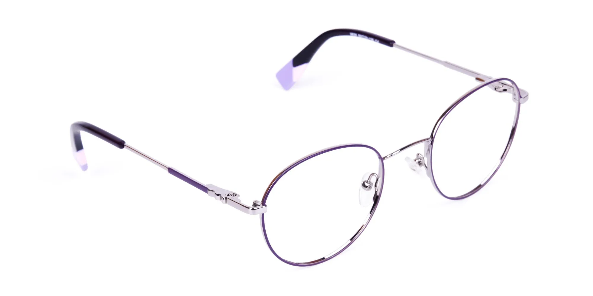 Stylish Dark Purple and Silver Round Glasses-2