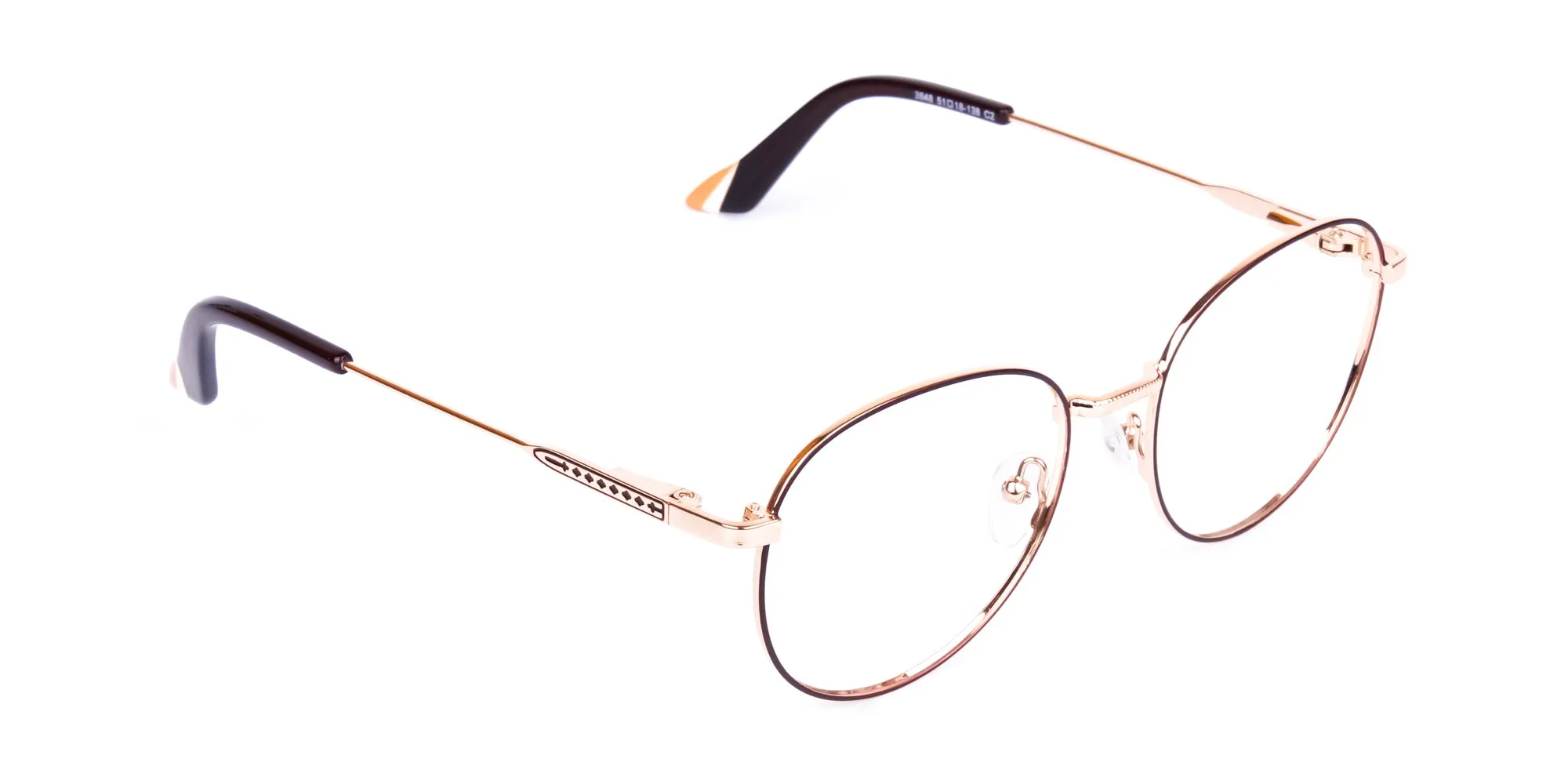 Stylish Brown and Gold Round Glasses-1