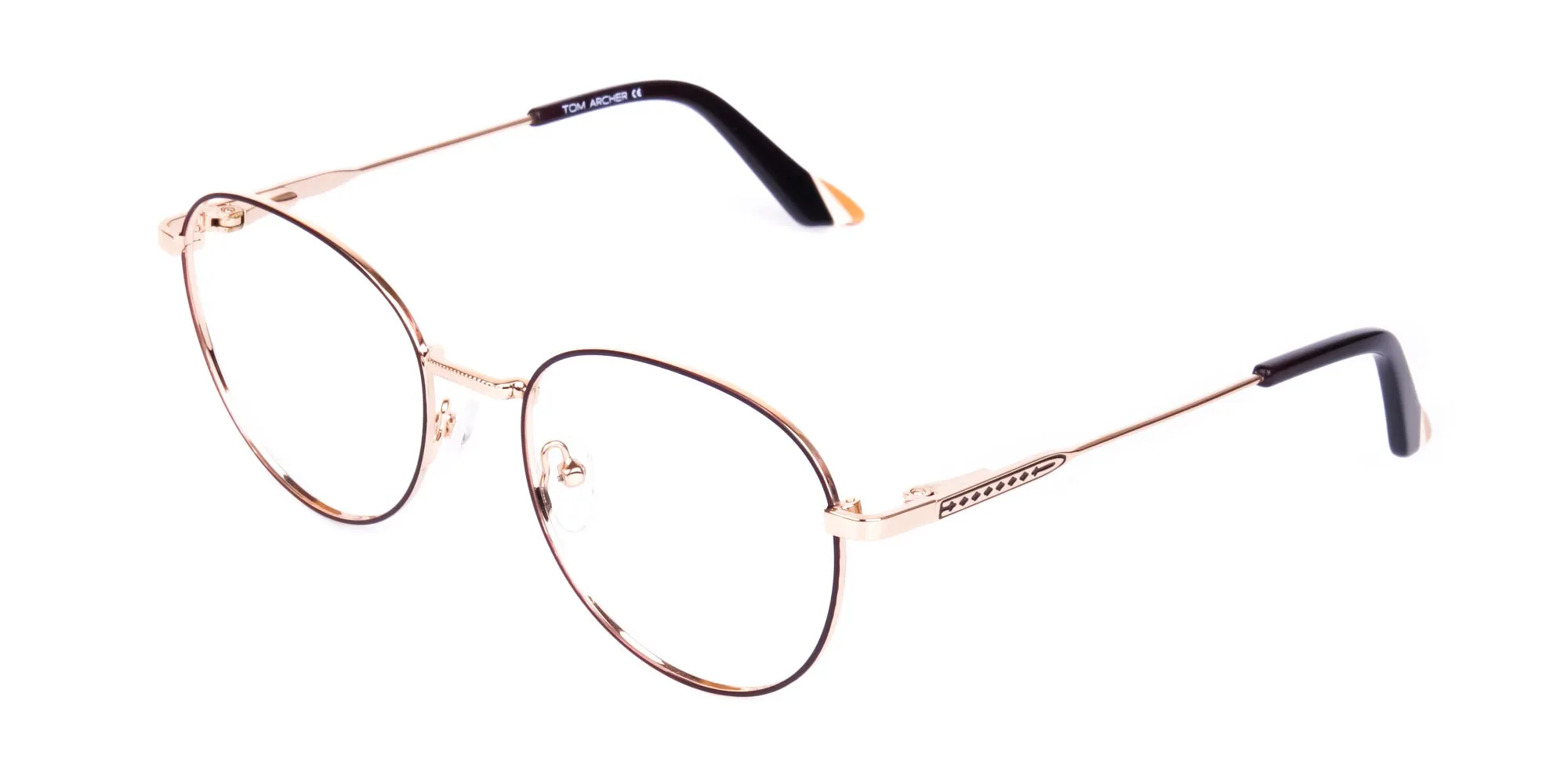 Stylish Brown and Gold Round Glasses-1