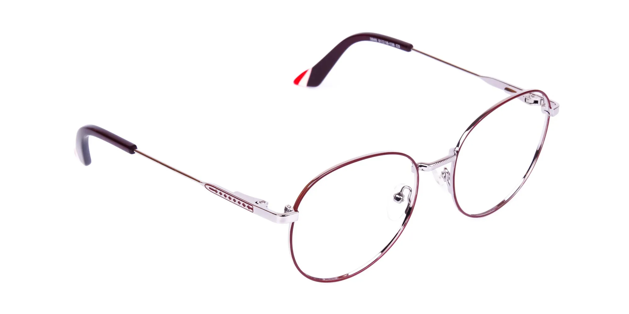 Burgundy and Silver Round Glasses-1