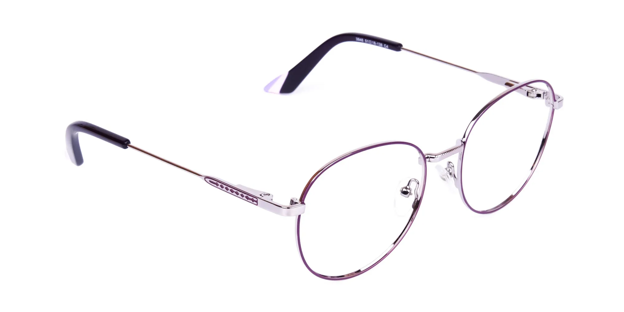 Purple and Silver Metal Round Glasses -1