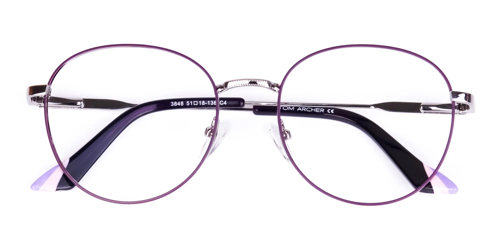 Purple and Silver Metal Round Glasses -1