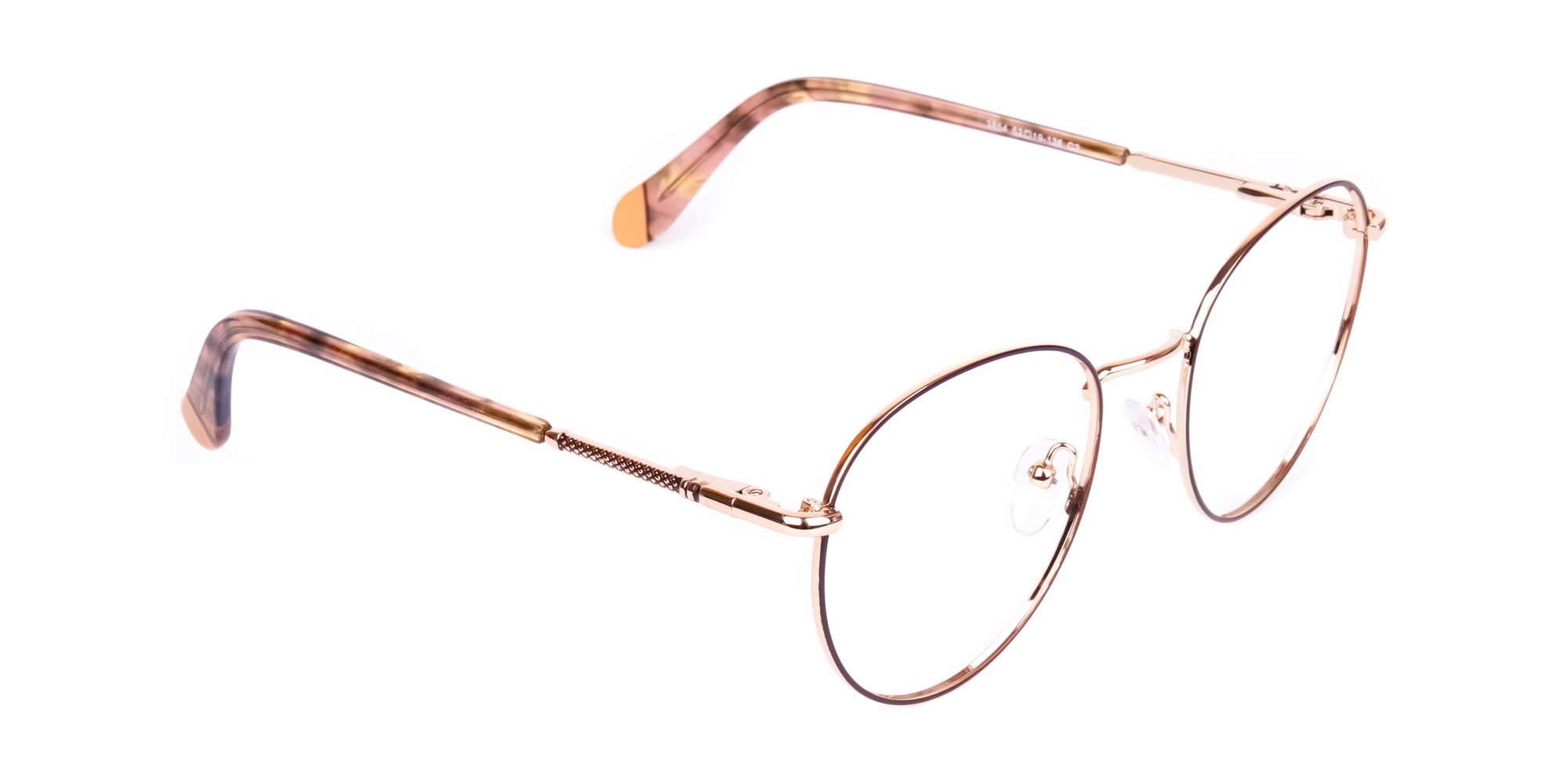 Brown & Gold Circle Glasses-1