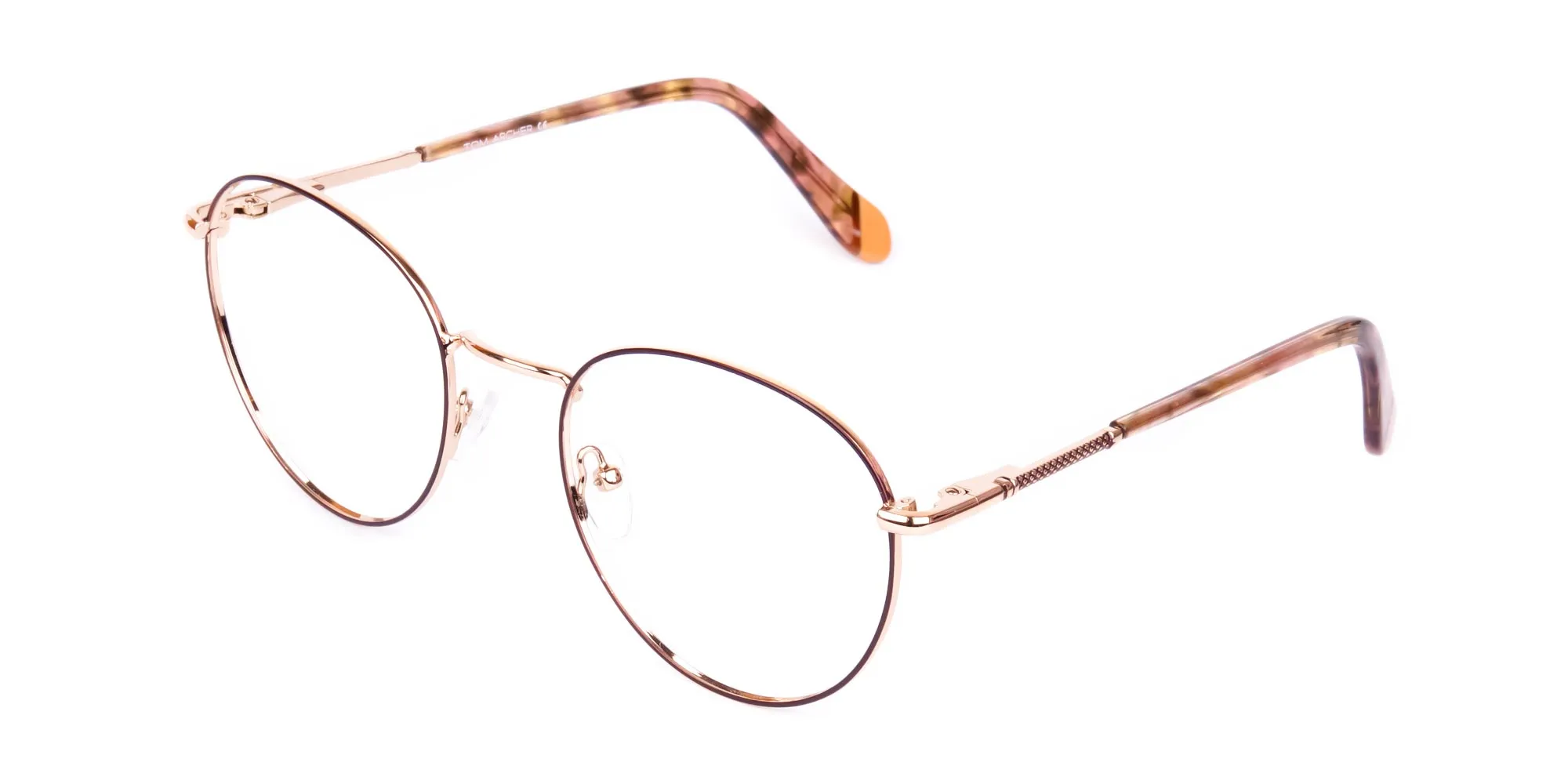 Brown & Gold Circle Glasses-2