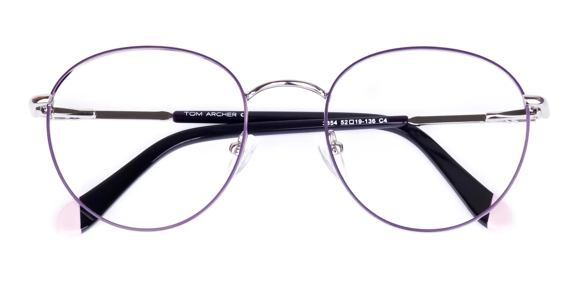 Dark Purple and Silver Round Glasses-2