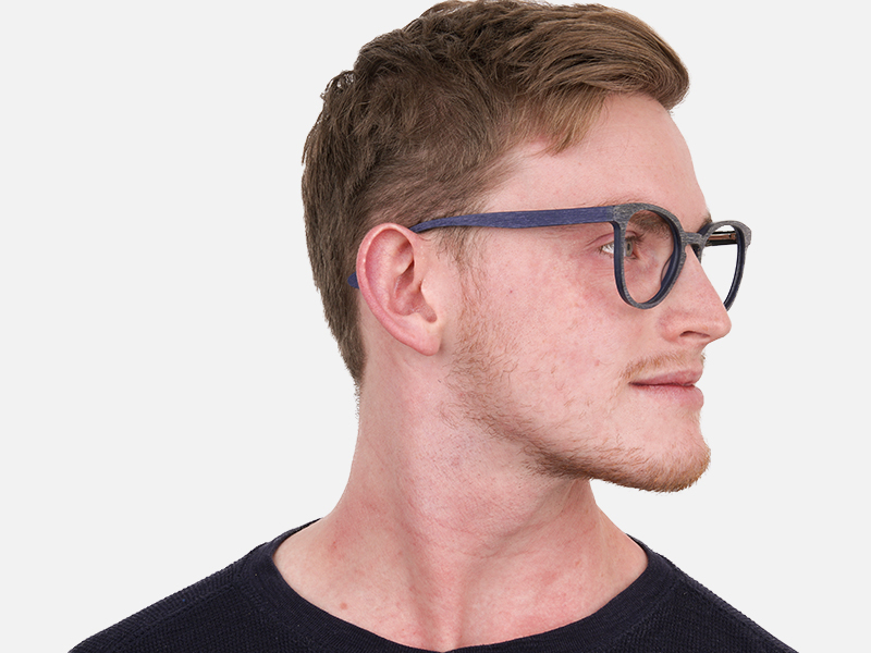 Dusty Green and Blue Round Wood Glasses Unisex-1