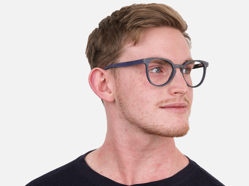 Dusty Green and Blue Round Wood Glasses Unisex-1