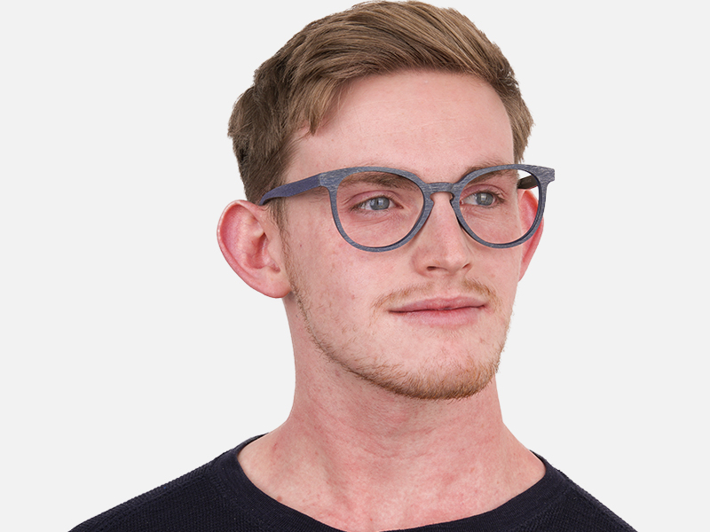 Dusty Green and Blue Round Wood Glasses Unisex-1