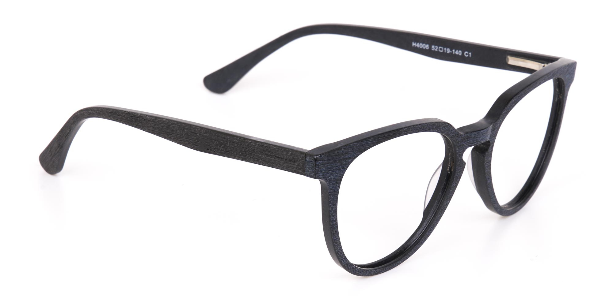 Black Wood Round Glasses Frame Unisex-1