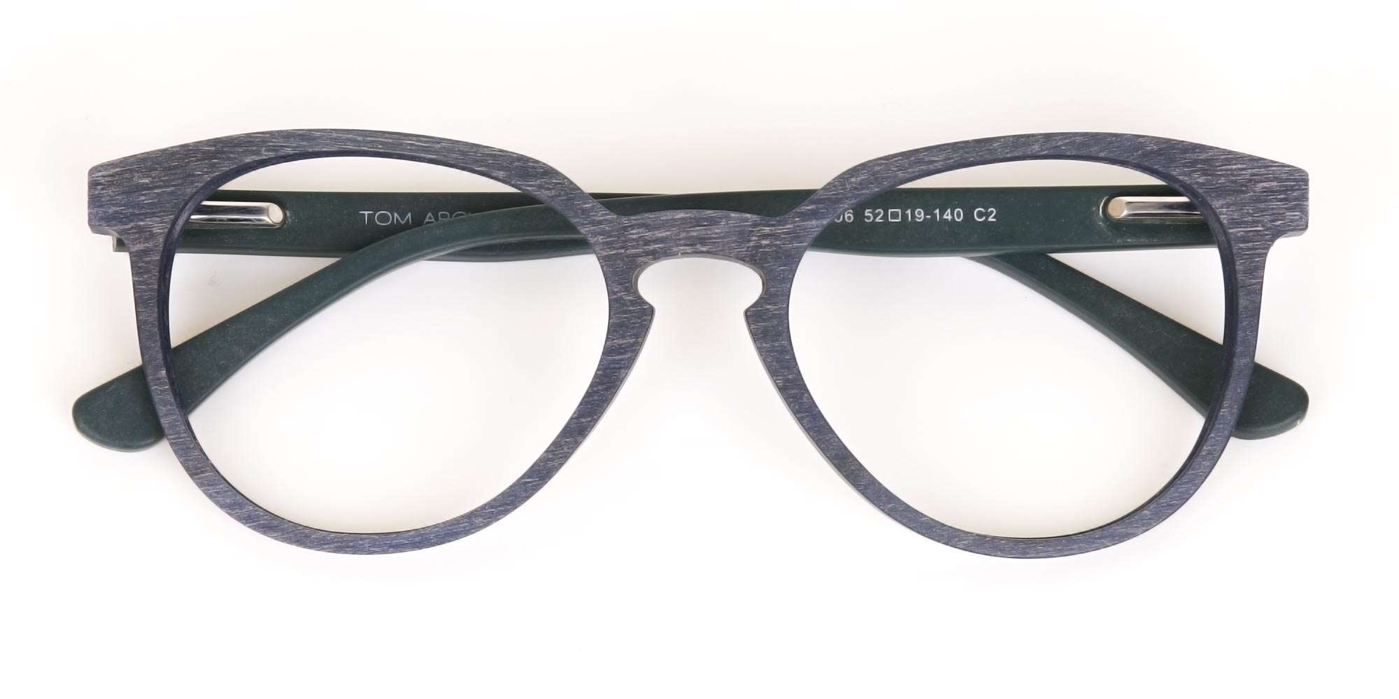 Dusty Green and Blue Round Wood Glasses Unisex-1