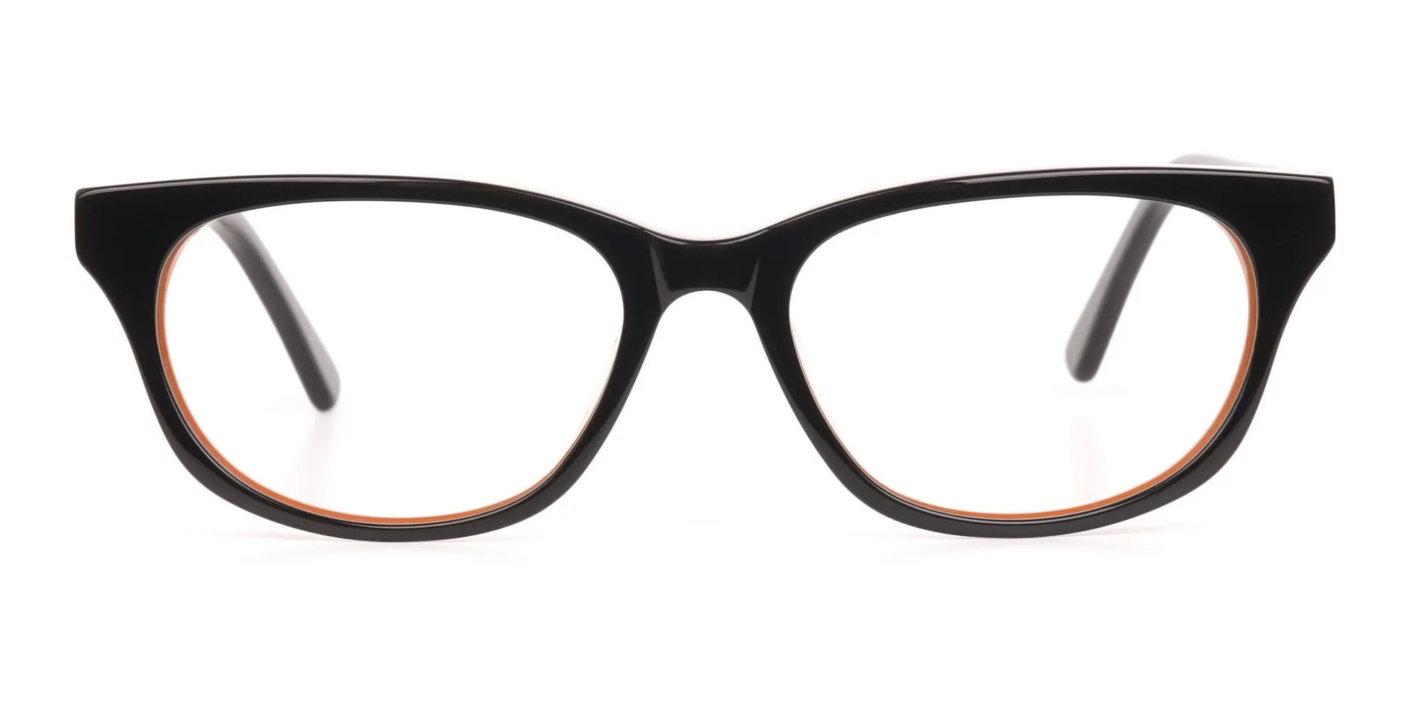 Petite Black and Orange Rectangular Glasses -2