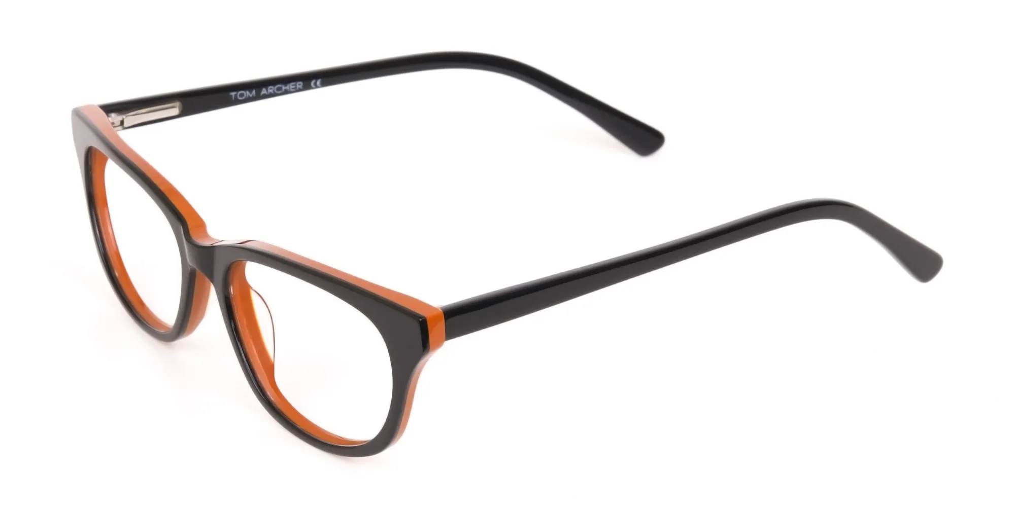 Petite Black and Orange Rectangular Glasses -2